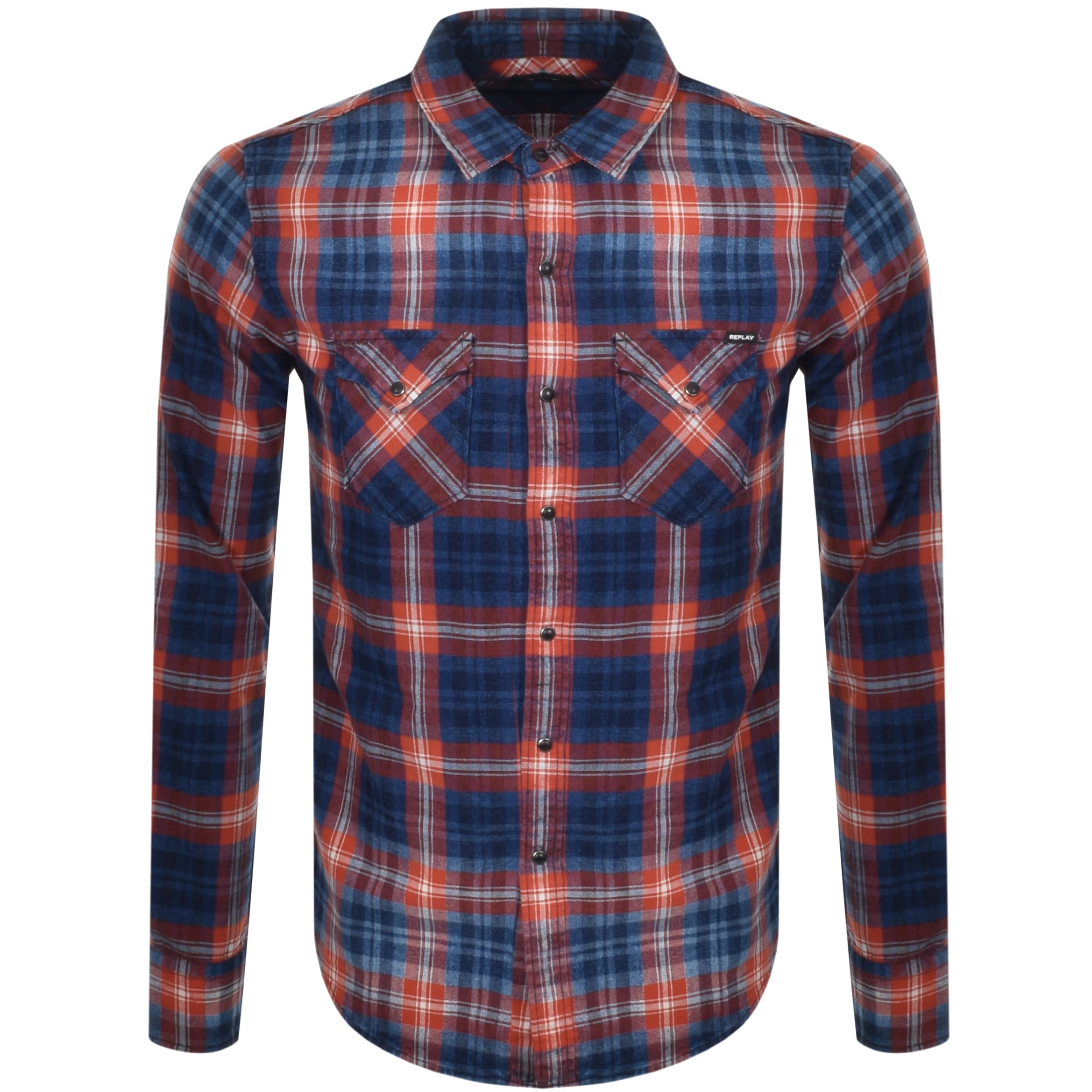 Alternative Image for ProductReplay Long Sleeved Checked Shirt Blue1